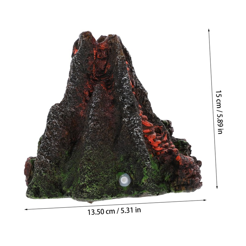 KONTONTY Lifelike Volcano Air-Stone Fish Tank Resin Decor Unique Aquarium