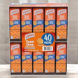 Lance ToastChee Peanut Butter Crackers Pack – 1.52 oz. (40 Packs, 6 Crackers Each), 5g of Protein per Serving – Perfect for Quick Snacks and School Lunches