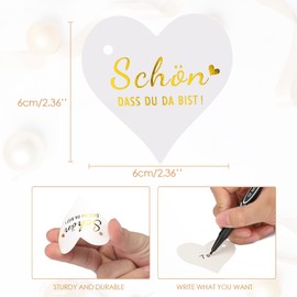 jijAcraft Heart Paper Pendants Beautiful That You Are Tags Made of Kraft Paper, Pack of 100 Tags and 20 Metre Jute Cord, for Weddings, Homemade Gifts (White with Gold Letters)