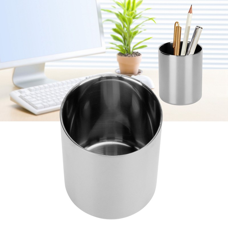 Stainless Steel Pencil Cup Holder Desk Organizer Flower Vases Pen