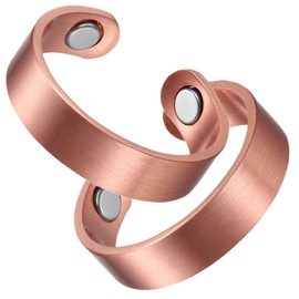 Earth Therapy, The Original Pure Copper Magnetic Ring Set for Men and Women - Pack of 2 - Adjustable Sizing - Ultra Strength