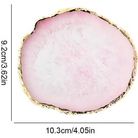 3 PCS Resin Nail Art Palette with Gold Edge - Professional Nail Art Painting Plate for Makeup, Nail Paint Mixing Palette, Nail Tip Holder & Display Stand, Durable Nail Design Tray for Salon (Pink)