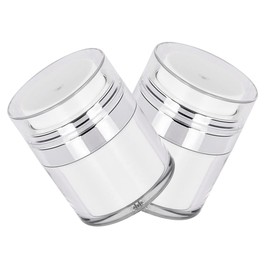 FRCOLOR 2pcs Airless Moisturizer Pump Dispenser Bottles for Lotion and Creams Reusable Acrylic Vacuum Press Face and Hand Cream Storage Containers Portable Travel Toiletries Jars