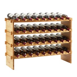 GarveeHome 36 Bottle Stackable Wine Rack, 4-Tier Solid Wood Storage, Freestanding Floor & Countertop, Perfect for Kitchen, Bar & Cabinet, Wobble-Free Design