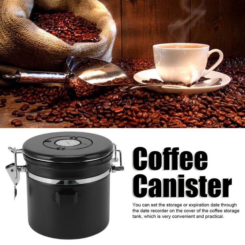1.2L Coffee Canister Stainless Steel Sealing Storage Jar Food Storage