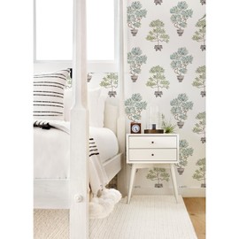 RoomMates RMK12646RL Green Cat Coquillette Bonsai Peel and Stick Wallpaper