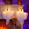 2-Pack Light-Up Hanging Ghost Decorations for Halloween – Warm LED