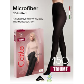 Conte America Double Layer Microfiber Warm Opaque Winter Tights Triumf 150 den, Black (Nero), XX-Large