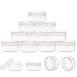 10 Gram Sample Containers with Lids, 10Pcs Clear Sample Jars, Small Cosmetic Travel Containers for Makeup, Lotion, Cream, Powder, 10 ML Mini Container with Lids