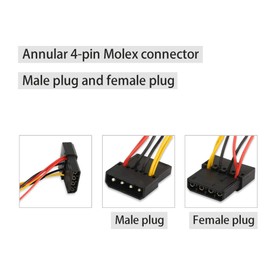 PNGKNYOCN 4-Pin Molex Pass-Through to 5 x 3 Pin Fan Connector Cable (Power 5 Fans from 1 Molex Connection!) 2X12V / 1X7V / 2X5V for CPU PC Case Fan