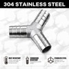 304 Stainless Steel 1" Barb x 1" Barb 3 Way