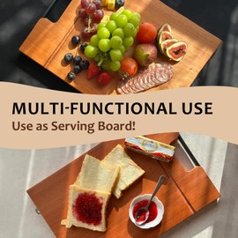 LUBAN Mahogany Wood Cutting Board, Solid Wooden Cutting Boards for Kitchen, Thickened & Large Cutting Board with Handle, Premium Chopping Board for Kitchen Made of Sustainable Wood (14x9.5x1.1 INCH…)