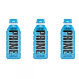 Prime Hydration Sports Beverage – 500 ml (Blue Raspberry Flavor) – Three-Pack – Electrolyte & Vitamin-Rich Drink for Hydration and Performance
