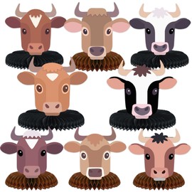 Cow Country Western Bull Riding Bull Rider Competition Honeycomb Centerpieces Farm Animals Theme Decor Decorations for Boys Girls Baby Shower Cow Party First Rodeo Birthday Party Supplies Favors
