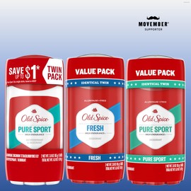 Old Spice High Endurance Deodorant for Men, Aluminum Free, Fresh Scent, 3.0 oz Twin Pack