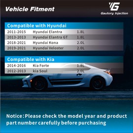 Fuel Injector Compatible with Hyundai Elantra 1.8 2011-2015, Kona 2018-2021, Veloster 2019-2021, for Kia Forte 2014-2016, Soul 2.0 2012-2013,1.8L 2.0L 35310-2E000 FJ1182