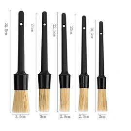 CAASFOOY 5 Car Detailing Brushes,Different Sizes Premium Natural Boar Hair Mixed Fiber Plastic Handle Automotive Detail Brushes for Cleaning Wheels for Cleaning Wheels