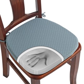 BUYUE Luxury 100% Pure Memory Foam Chair Cushion 1 Pack, Jacquard 16" U-Shape Comfortable Dining Chair Pad, Removable Slip Resistant Kitchen Chair Seat Cushion, (1 Piece, Sky Blue)