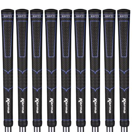 Karma Softy Oversize Golf Grips (9 Pack), Black/Blue Comfortable Polyurethane, +1/8" Oversize
