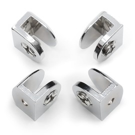 Litoexpe 4Pcs Adjustable Glass Clamp, Shower Glass Shelf Brackets Holder Heavy Duty Glass Clips, Mirror Glass Support for 6-8mm Glass, Acrylic Wood