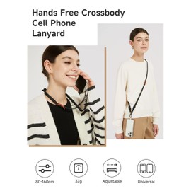 project-cb Cell Phone Strap 1,Phone Tether Tab 2,Phone Crossbody Strap,Lanyards for Around the Neck,Adjustable Phone Strap(Black-W)