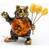 Solid Brass Amber Figurine of tiger holding flowers or amber