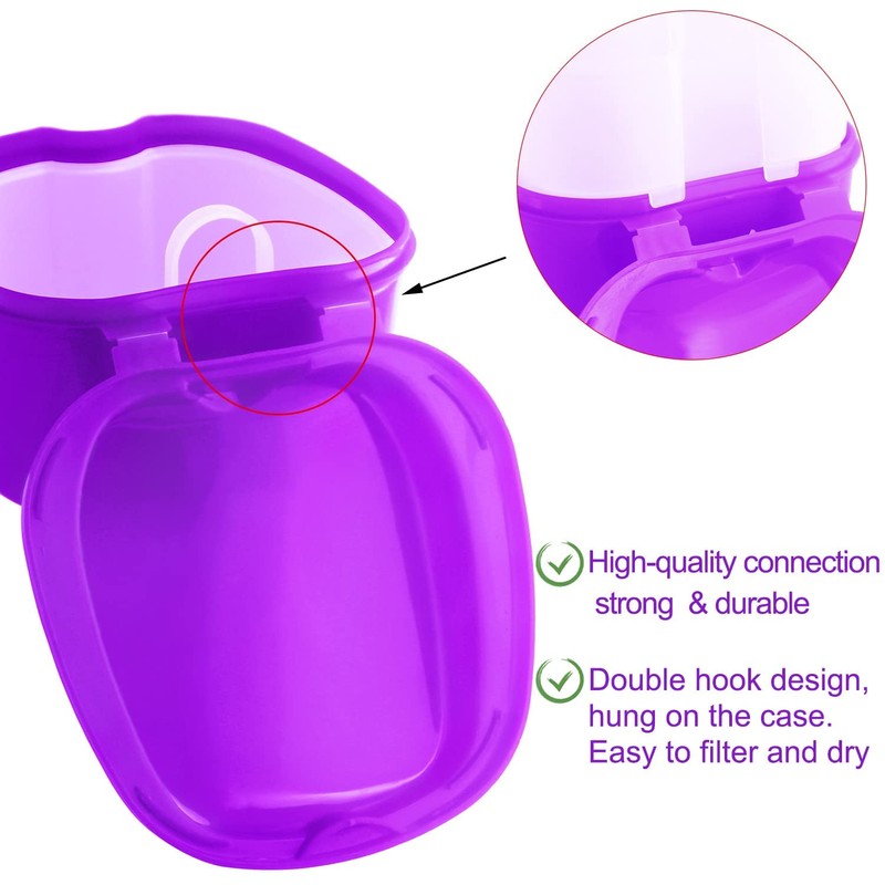 Colorful Denture Bath Case with Brush, Denture Cup Soaking Holder