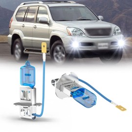 CHUSYYRAY H3 White Halogen Fog Lamps Bulbs FOR 2003 2004 2005-2009 Lexus GX470 LX470 SC430
