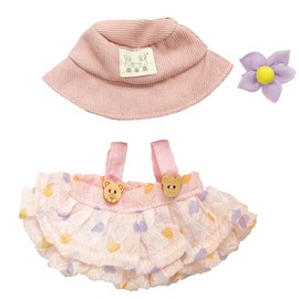 Pink Doll Clothes 3 Set (No Doll)：Clothes Outfit for Toys with hat, Dress and Clip ，Ideal Gifts