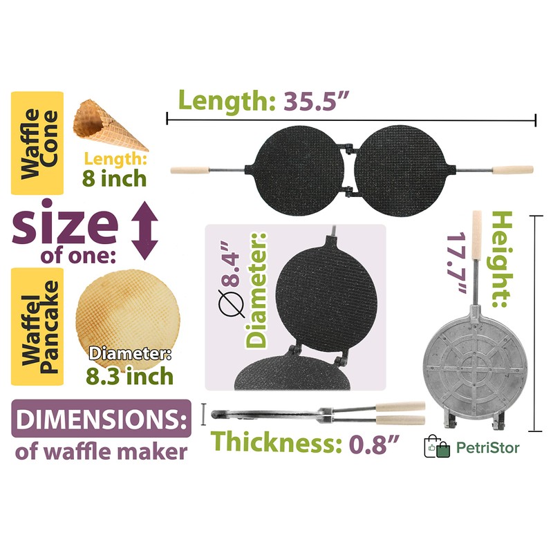 PetriStor Waffle Maker Round Has Nonstick Coating Size 8 in