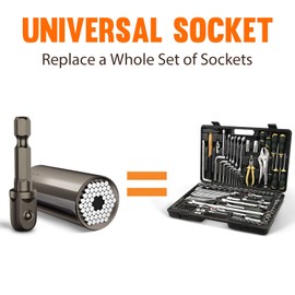 Super Universal Socket Tools Set - Power Drill Adapter Grip Socket for Men and Women - Cool Gadgets and Stocking Stuffers Ideas for Dad, Husband, Him