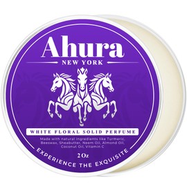 Ahura New York Herbal White Floral Eau de Parfum Solid Perfume Balm for Women, Alcohol-Free, Spill-Free, Travel-Friendly, Long Lasting, Handmade, Women's Perfume (2 oz)