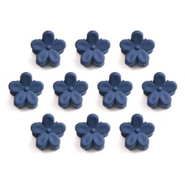 HPNN-007 Hair Clip, Mini Flower, Navy, Small, Cute Bangs, Hair Clip, Hair Pin, Clip, 10 Pieces, Sparkling Puffy Round