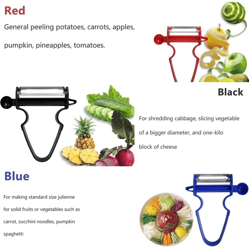 Magic Trio Peeler, Multi-Purpose Vegetable Cutter, Peeler Shredder Slicer, Easy