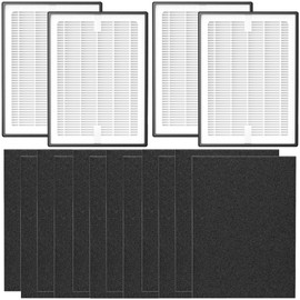 LV-H126 Filtro de repuesto para purificador de aire LEVOIT LV-H126, sistema de filtración de 3 etapas, paquete de 4 H13 True HEPA con carbón activado de alta eficiencia, 12 prefiltros adicionales