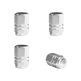 Wevdn 4 PCS Car Tire Valve Caps, Anti-Corrosion Aluminum Alloy Valve Stem Dust Caps with Rubber Seal, Leak-Proof Tire Valve Cover for SUV Truck Motorcycle Bike, Car Accessories (Silver)