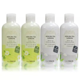The Saem 더샘 힐링티 클렌징워터 300mlx4ea 그린티2개+화이트티2개 The Som Healing Tea Cleansing Water 300ml x 4ea Green Tea 2 + White Tea 2