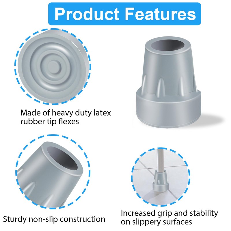 Crutch Tips, 2 Pack 7/8 inch Heavy Duty Replacement Cane