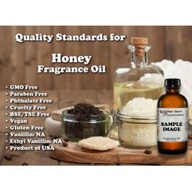 Essential Depot Honey Fragrance Oil - Supplied in 4 oz. Amber Glass Bottle with Black Phenolic Cone Lined and Safety Sealed Cap