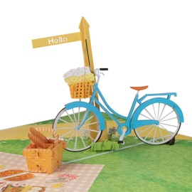 Sweetpopup® 3D Pop Up Karte Glückwunsch | Handgefertigt & inkl. Notizkarte | Klappkarte Fahrrad, Damenrad, 068