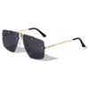 Luxury Elite Square Rimless Aviator Sunglasses (Gold & Black Frame,