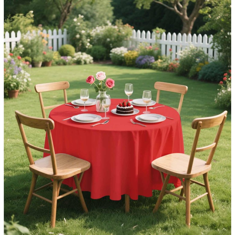 SietDESEO 2 Pack Red Tablecloth Round 84 x 84 Plastic