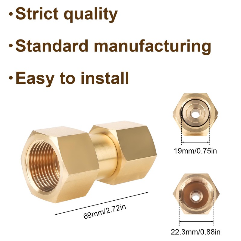 Brass CGA-320 to CGA-580 Gas Tank Adapter, CO2 to Argon