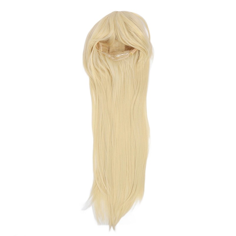 Women Long Blonde Wig with Bangs Synthetic Secure Fit Heat