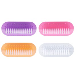 4pcs Nail Brushes, Two Sided Portable Fingernail Soft Stiff Bristles Brush Easy to Hold Nail Cleaning Scrubbers for Men Women Kids (Purple, Pink, Orange, White)