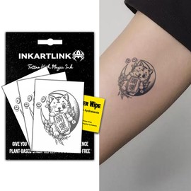 INKARTLINK Semi Permanent Tattoos, 3 Sheets of Small Temporary Tattoos, Adult Art Designs, Party Favors, Waterproof, Realistic, No Adhesive, No Reflective, Lasts 1-2 Weeks (Lucky Cat)