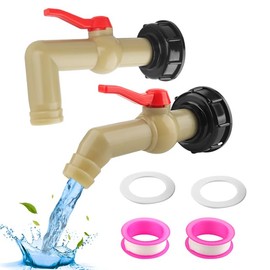 YiJiuBa IBC Outlet Valve IBC Tank Accessories Water Tank, One Right Angle Ball Valve and an Oblique Ball Valve with 32 mm Spout, Tank Drain Valve, IBC Shut-off Valve for IBC Containers, Pack of 2