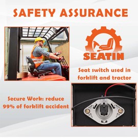 SEATIN Universal Forklift Seat,Tractor Seat,with Micro Switch,Armrest and Safety Belt,for Tractor,Mower,Skid Loader,Telehandler,Backhoe,Excavator Dozer…