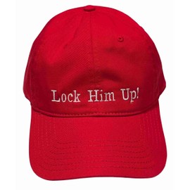 Lock Him Up Hat 2306 - Embroidered Adjustable Political Statement Cap, Red