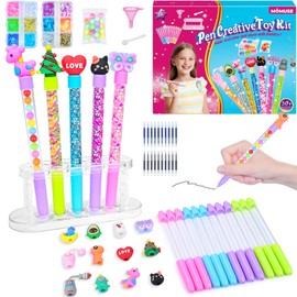 MOMUSE DIY Pen Making Kit, Fun Pen Creator Studio – Design 12 Sparkly Pens with Sequins & Beads, Creative Craft Kits Gift for Kids Girls & Boys Ages 6-12, Birthday & School Art Projects